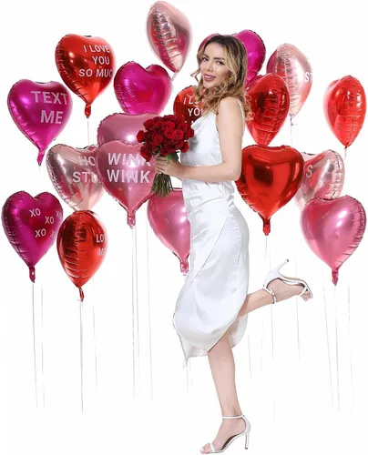Miniatura 3 de 18 globos de corazón de aluminio de 18 pulgadas con letras de mylar, globos de corazón para el día de San Valentín, proponer matrimonio, boda
