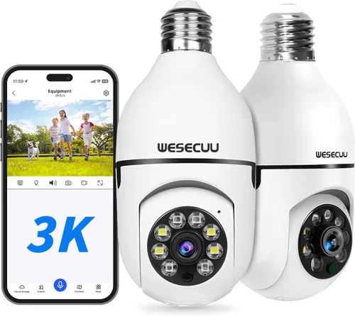 Miniatura 10 de WESECUU Cámara de seguridad de bombilla - WiFi 5G y 2.4GHz 2K, cámaras de seguridad inalámbricas para exteriores con detección de movimiento