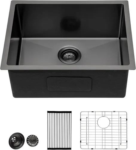 Miniatura 36 de Lordear Fregadero de cocina para interiores y exteriores de 15 x 17 con grifo plegable, Samll Bar Prep 16 calibre T304 de acero inoxidable