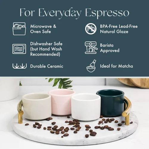 Miniatura 5 de Folk Ceramics Leonard Tazas de Café Expreso de Cerámica Tazas Demitasse Modernas Apilables para Expreso Paredes Gruesas, Sin Asa, Duraderas