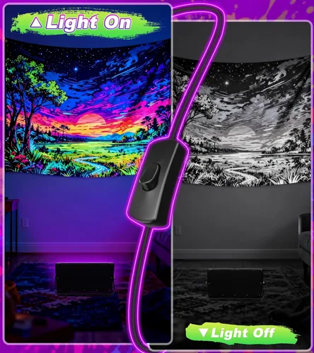 Miniatura 3 de Luz LED Negra de 100W IP66 Impermeable, Reflector de Luz Negra para Exteriores con Enchufe+Interruptor+Cable, para Halloween, Neón que Brilla