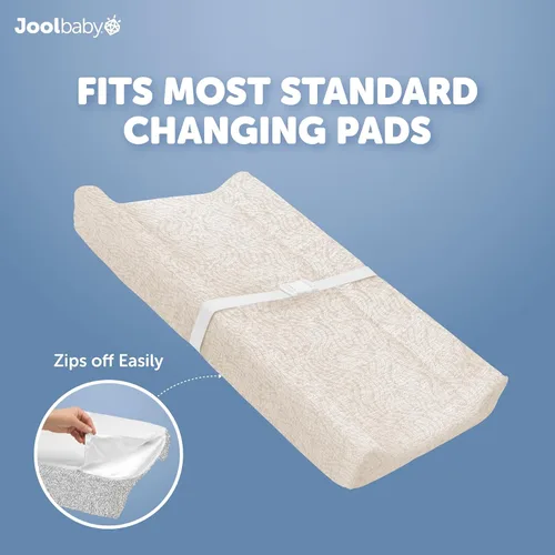 Miniatura 5 de Jool Baby Fundas para cambiador (paquete de 2) suaves y cómodas, se adaptan a la mayoría de los cambiadores de pañales estándar (blanco y avena)