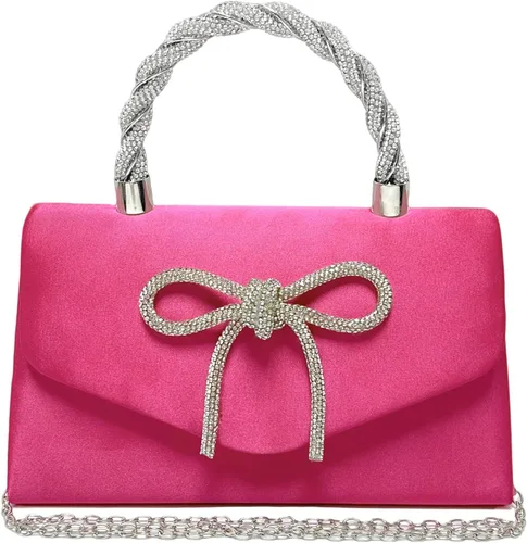 Miniatura 9 de Bolso de noche para mujer, con lazo brillante, para boda, con diamantes de imitación, bolsos elegantes para fiestas, bailes de graduación