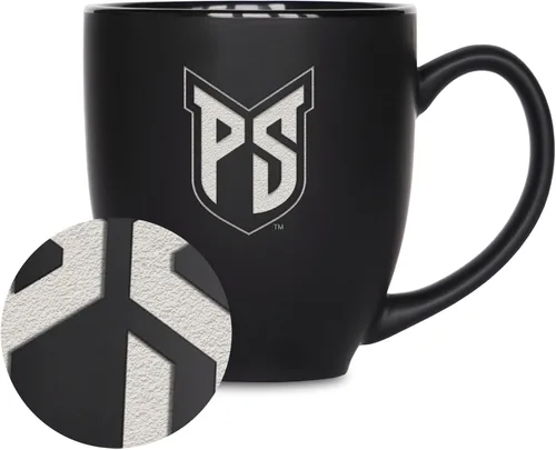 Miniatura 349 de Rico Industries - Taza de cerámica mate negra con grabado láser estándar de 15oz para NCAA (escuelas T & U) - Para bebidas calientes o frías