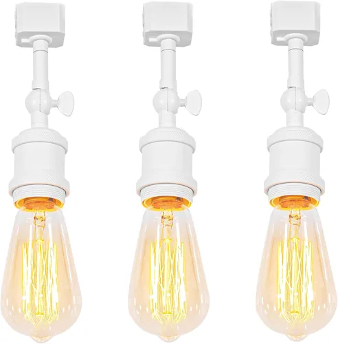 Miniatura 19 de Paquete de 1 unidad de diseño retro E26/E27 con base de título ajustable, ángulo de título rotado, sistema H, mini iluminación de cabeza de pista