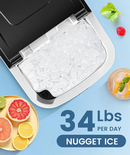 Miniatura 2 de COWSAR - Máquina de hielo para encimera de pepitas, máquina de hielo de guijarro con hielo masticable suave, 34 libras/24 horas, autolimpieza