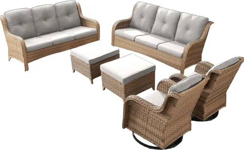Miniatura 21 de Rilyson Mecedora de mimbre - Juego de 2 sillas mecedoras de mimbre para patio, sillas mecedoras de ratán para porche al aire libre, terraza, jardín