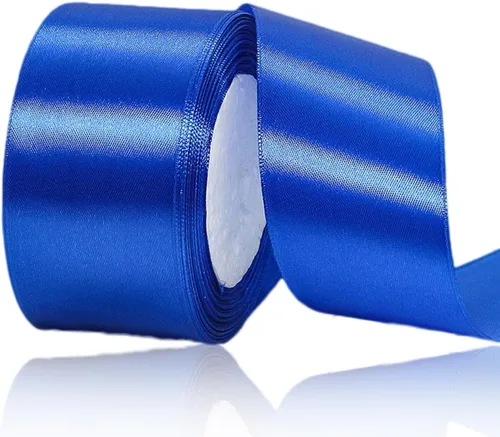 Miniatura 185 de Cinta azul de 1-1/2 pulgadas x 25 yardas, cinta de seda de satén azul real para envolver regalos, fabricación de lazos para el cabello, ramos
