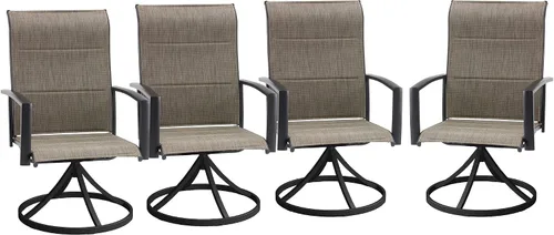 Miniatura 20 de VICLLAX Juego de 2 sillas de comedor giratorias para patio, sillas de exterior de tela de malla de textileno acolchada con reposabrazos para porche