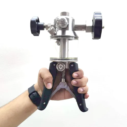 Miniatura 10 de Calibrador manual de presión y vacío (rango: -13 a 435 PSI) (solo bomba manual) para laboratorios de calibración, calibración de campo y calibración