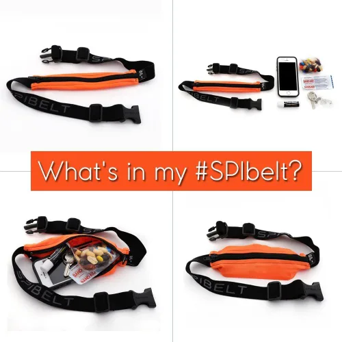 Miniatura 4 de SPIbelt Cinturón de correr de rendimiento para adultos, bolsillo expandible, trabillas de gel energético, cintura ajustable, sin rebote, negro