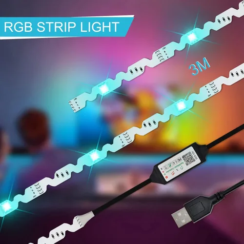 Miniatura 7 de Retroiluminación de TV, tira de luces LED RGB para computadora PC, 9.8 pies/9.8 ft detrás de TV, sincronización de música y función de temporizador