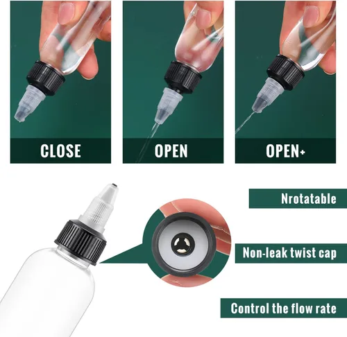 Miniatura 3 de Irenare 100 botellas de plástico para exprimir 4 onzas, botellas aplicadoras de aceite para el cabello, botellas vacías Boston para condimentos
