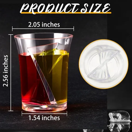 Miniatura 3 de Suclain 24 vasos divididos reutilizables de plástico transparente de 2 onzas, vasos divididos para bar, alcohol, despedida de soltera