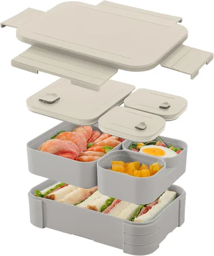 Lonchera para niños, sin BPA, caja Bento de 3 compartimentos a prueba de fugas para mochilas, apta para microondas y lavavajillas, contenedor de