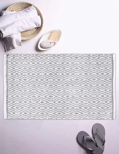 Miniatura 10 de Ramanta Home Alfombra reversible 100% algodón con diamantes tejida a mano de 24 x 60 pulgadas, gris, suave, lavable para baño, cocina, dormitorio