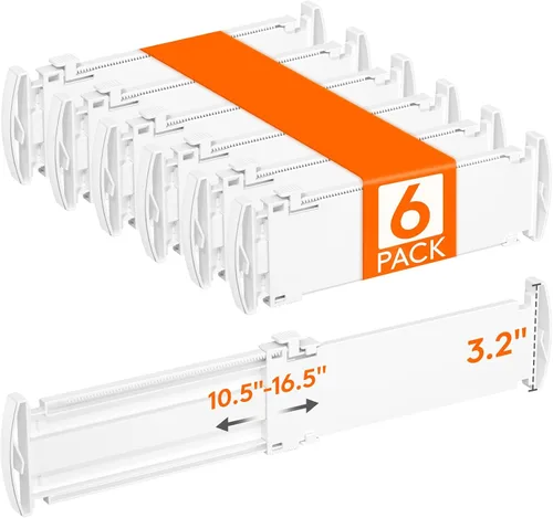 Miniatura 15 de Lifewit Separadores de cajones para ropa, 3.2 pulgadas de alto, 10.5 a 16.5 pulgadas, organizadores de cajones expandibles, separadores de plástico