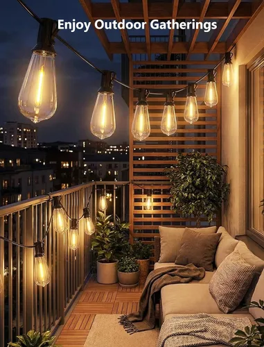 Miniatura 6 de Guirnalda de luces para exteriores de 10 pies, 10 luces LED Edison ST40 para patio Bombillas inastillables, IP65 impermeables, regulables, 2700 K