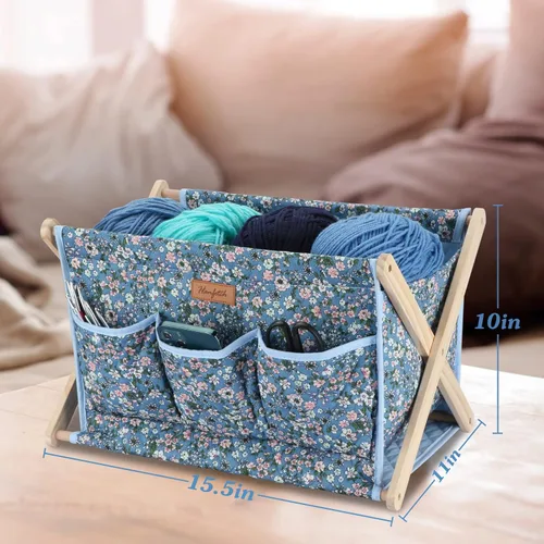Miniatura 4 de Yarn Caddy - Organizador de almacenamiento de hilo de gran tamaño para madejas de hilo, organizador para ganchillos, agujas de tejer, otros azul1
