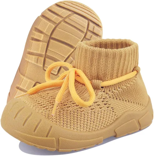 DEBAIJIA Zapatos para niños pequeños de 1 a 5 años, entrenadores para primeros pasos para bebés, niños y niñas, suaves y lindos, Wzx01-Amarillo