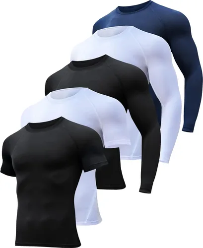 Paquete de 45 camisas de compresión para hombre manga largacorta atlética clima frío capa base camiseta para entrenamiento deportivo