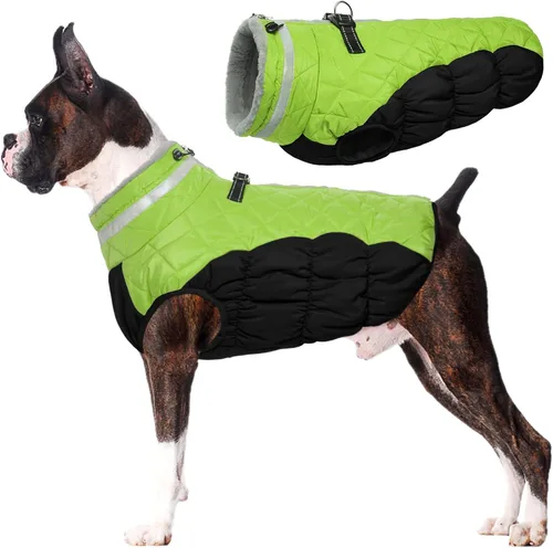 Miniatura 68 de Lelepet Abrigo cálido para perro, abrigo de invierno para perro, chaqueta impermeable para perros con arnés incorporado, chaleco reflectante