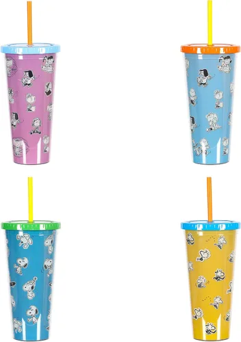 Miniatura 5 de Peanuts Snoopy 70th Anniversary - Juego de vasos de doble pared de 23.6 onzas con tapas y pajitas