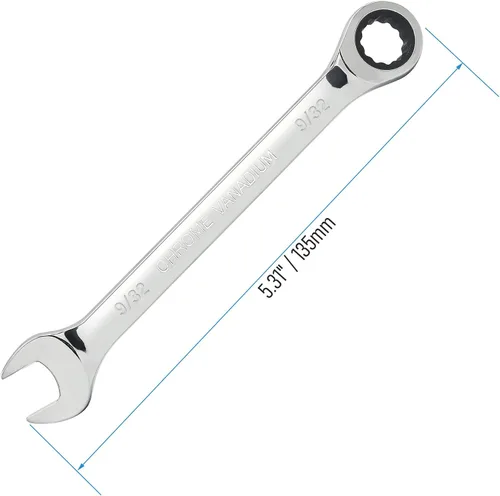Miniatura 2 de Llave combinada de trinquete de 9/32 pulgadas SAE 72 dientes, caja de trinquete de 12 puntos, herramientas de llave de extremo abierto y extremo