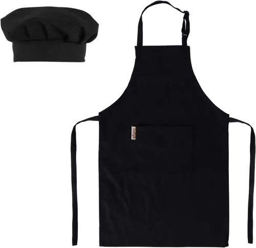 Juego de delantal y gorro de chef para niños - Delantal infantil ajustable para niños y niñas para cocinar y hornear