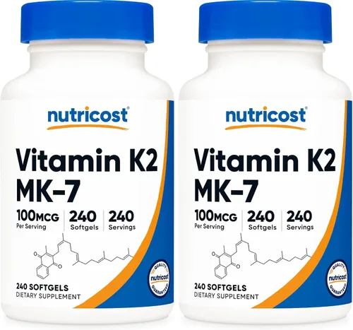 Miniatura 7 de Nutricost Suplemento de Vitamina K2 MK-7 (100 mcg) 120 Cápsulas Blandas - Sin GMO