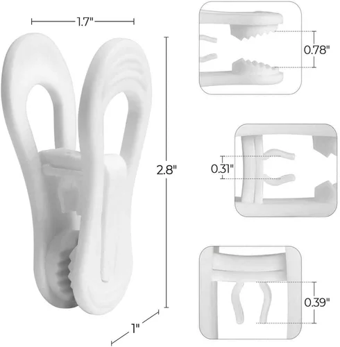 Miniatura 2 de Clips de plástico resistentes para colgar – multiusos para jeans, faldas, suéteres y pantalones (30 unidades, blanco)