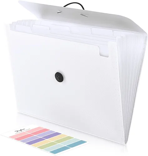 Miniatura 13 de SKYDUE Organizador de Archivos de Acordeón, Carpeta de Archivos Expandible con 7 Bolsillos, Organizador Portátil de Recibos, Papel de Facturas