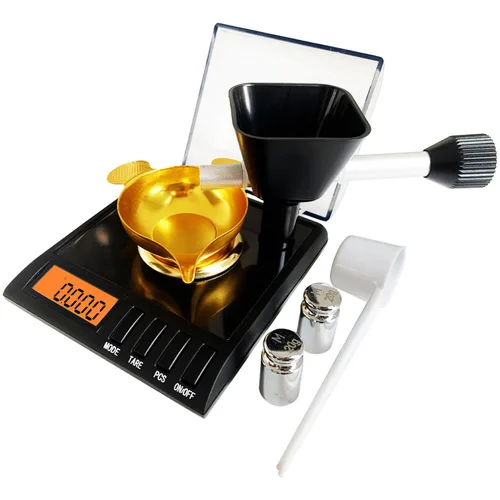 Miniatura 9 de Escala de recarga con bandeja de polvo de metal, escala de granos - Plata, 1500 granos x 0.1gn, escala de polvo digital para recarga, 100g x 0.01g
