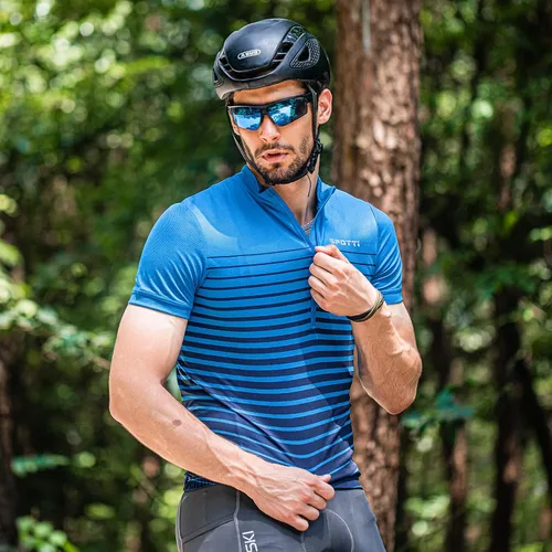 Miniatura 4 de Spotti Playera de manga corta para ciclismo de hombre con 3 bolsillos traseros, transpirable, secado rápido