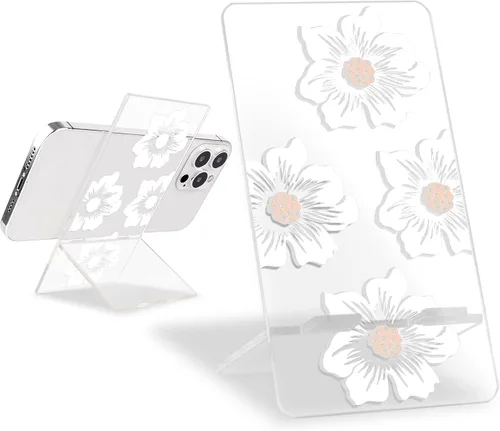Miniatura 10 de Soporte de teléfono brillante para escritorio, bonito patrón de mármol verde transparente para niñas y mujeres, bonito soporte de acrílico