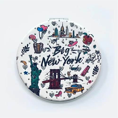 Miniatura 9 de Las niñas y las mujeres moda elegante recuerdo de Nueva York espejo de viaje redondo espejo de mano maquillaje cosmético espejo compacto Jmr-270802b