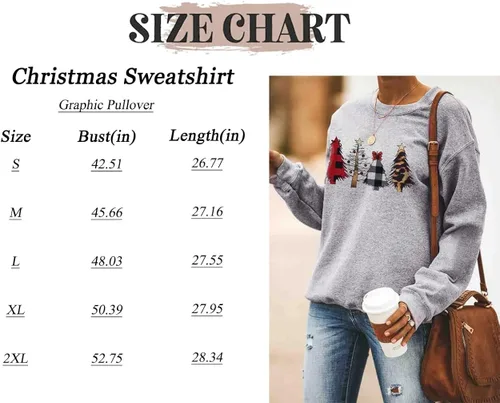 Miniatura 5 de Barlver Suéteres de forro polar de Navidad para mujer, sudaderas mullidas de manga larga con gráficos navideños