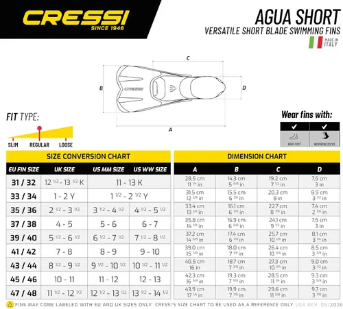 Miniatura 5 de Cressi - Aletas de natación cortas para adultos con bolsillo para pie completo y autoajustable - Perfectas para viajar - Agua Short: Fabricado