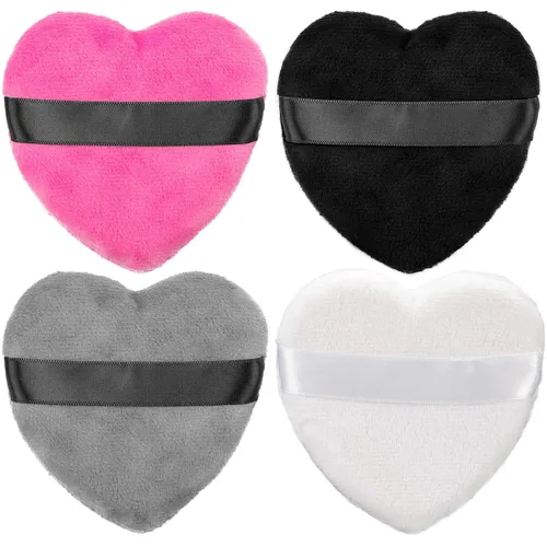 Miniatura 8 de OIIKI 4 esponjas de maquillaje, esponja de algodón en polvo, para herramientas de maquillaje, licuadora, en forma de amor con correa, para 2 piezas