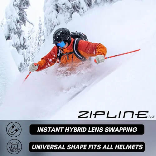 Miniatura 5 de Gafas de esquí Zipline KLIK - Lentes magnéticas sin niebla, policarbonato cilíndrico doble, ventilación ajustable, sistema de lente magnética