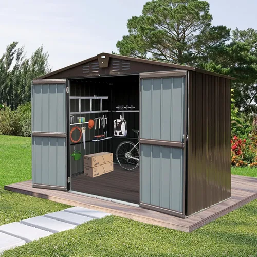 Miniatura 10 de Domi - Cobertizo de almacenamiento de 5 x 3 pies, cobertizos de metal y espacio libre con puerta con doble cerradura, cobertizo pequeño para jardín