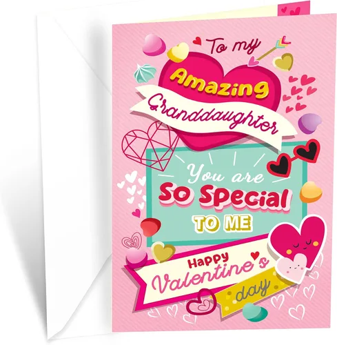 Prime Greetings Tarjeta para el día de San Valentín para nieta, fabricada en Estados Unidos, ecológica, tarjeta gruesa con sobre de alta calidad de