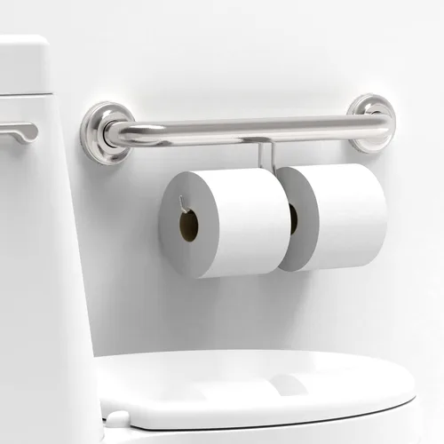 Miniatura 4 de Barra de agarre compatible con ADA con soporte para papel higiénico (2 megarrollos), soporte de peso de 500 libras, 1-1/4 x 16 pulgadas para montaje