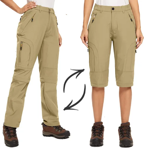 Miniatura 2 de Pantalones deportivos convertibles de senderismo para mujer, elásticos, de secado rápido, ligeros, con cremallera, pantalones para safari, viajes