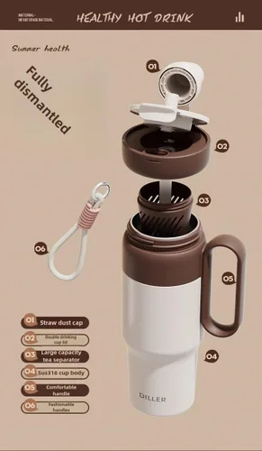 Miniatura 7 de Botella de agua de acero inoxidable aislada al vacío para la oficina, el automóvil o el hogar, mantiene el frío durante 24 horas, el calor durante