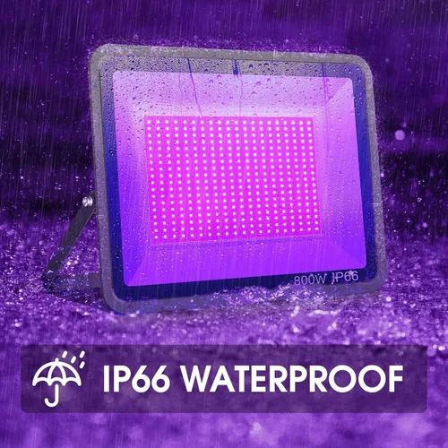 Miniatura 2 de YANYCN Paquete de 2 luces LED negras de 800 W, luz negra UV grande de 395 nm a 405 nm, luz de inundación negra impermeable IP66 para exteriores