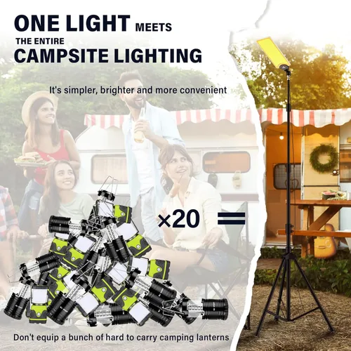 Miniatura 6 de CONPEX Luces LED telescópicas para acampar de 18000 lúmenes, trípode, control remoto, luz telescópica al aire libre con soporte