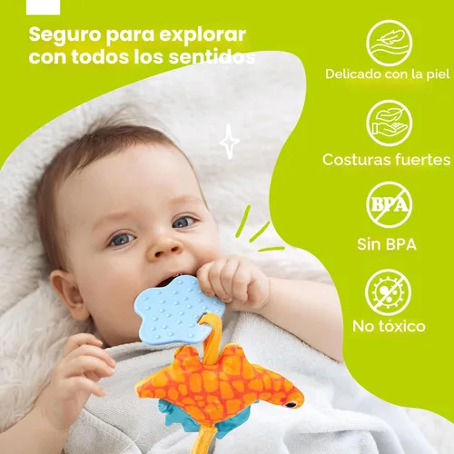 Miniatura 6 de Juguetes de Asiento de Coche hahaland para Bebés de 0 a 6 Meses para Niño - Juguetes para Bebés de 0 a 6 Meses - Sonajero, Espejo, Crujiente