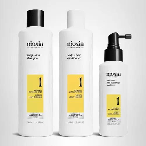 Miniatura 2 de Nioxin Kit de sistema 1, limpia, acondiciona y trata el cuero cabelludo para un cabello más grueso y fuerte, suministro de 3 meses + tratamiento