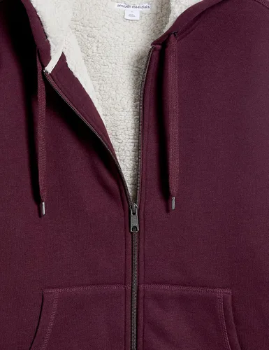 Miniatura 8 de Tienda Essentials Sudadera de vellón con capucha, con forro de sherpa y cierre completo de cremallera para hombre